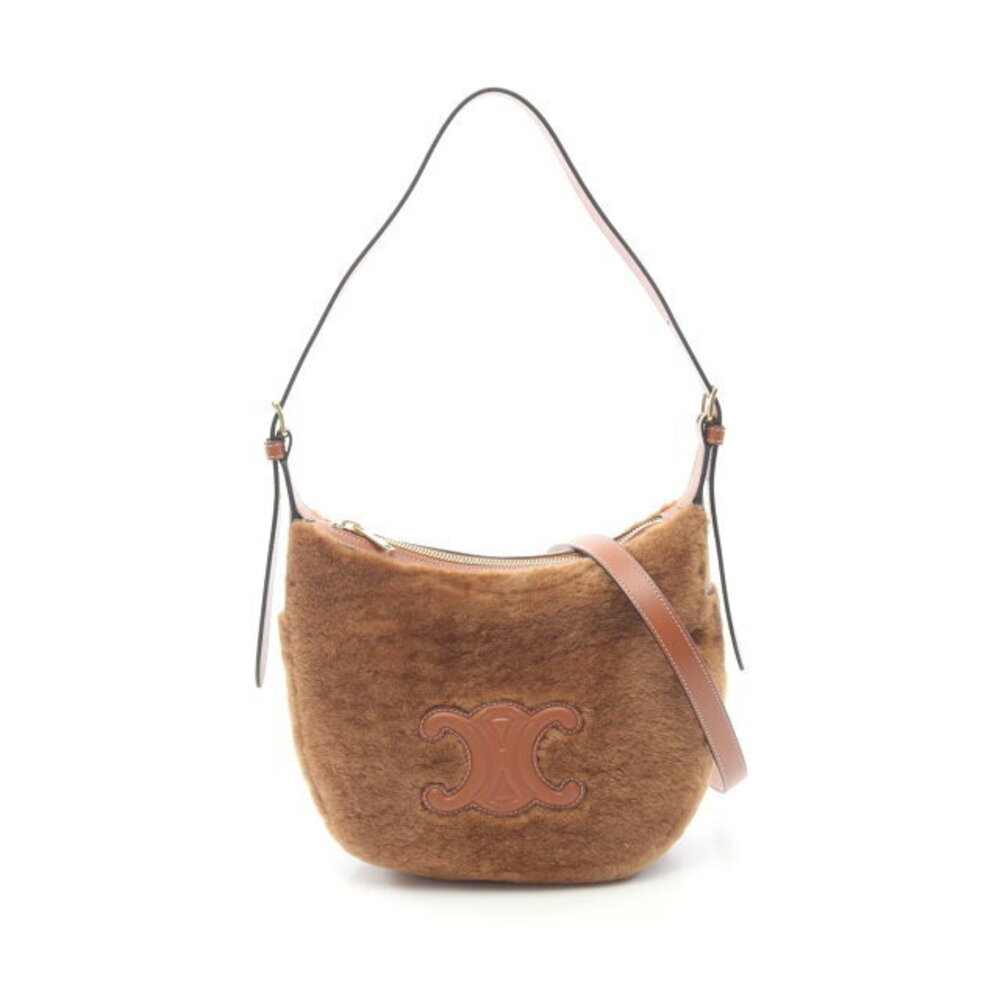 Celine HELOISE Shoulder Bag Leather Fur Brown